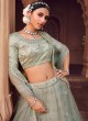 Grey Embroidered Net Lehenga Choli For Wedding